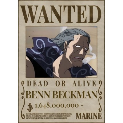 Placa Decorativa OnePiece Wanted Ben Beckman