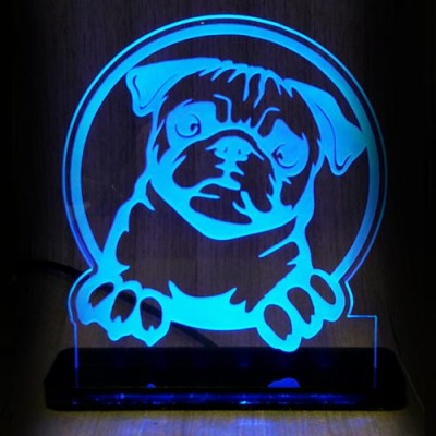 Luminária em Acrílico Pug